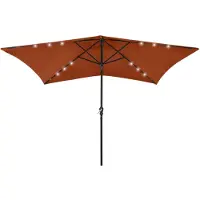 vidaXL Trädgårdsolparasol med LED och Stång i Stål, Terrass Solskydd, Solskydd, Strandparasol Terrass 313791