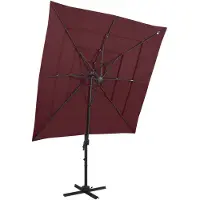 vidaXL Trädgårdsparasoll med 4 skikt och stång vinröd 250x250 cm