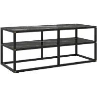 vidaXL Tv-bänk svart med svart marmor glas 100x40x40 cm