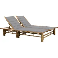 vidaXL Solsäng med dynor 2 personer bambu