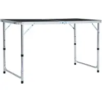 vidaXL Hopfällbart campingbord grå aluminium 120x60 cm