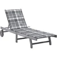 vidaXL Solsäng med dyna grå massivt akaciaträ