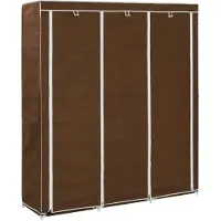 vidaXL Garderob med fack och stänger brun 150x45x175 cm tyg