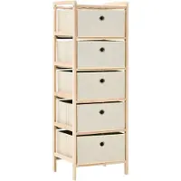 vidaXL Hylla med 5 tygkorgar, Cederträ, Beige