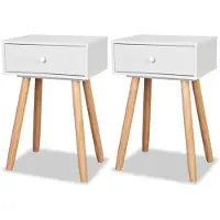 vidaXL Sängbord, set om 2, furu, 40 x 30 x 61 cm, vit