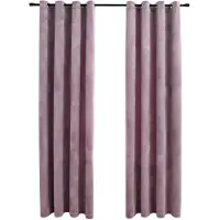 vidaXL Mörkläggningsgardiner med ringar 2 st rosa sammet 140x245 cm