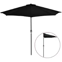 vidaXL Balkongparasoll med aluminiumstång svart 270x144x222 cm halvt