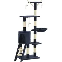 vidaXL Klösträd med sisalpelare 138 cm mörkblå