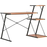 vidaXL Skrivbord med hylla svart och brun 116x50x93 cm