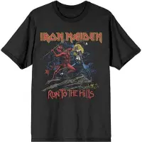 Ginza.se Iron Maiden: Unisex T-Shirt/Number Of The Beast Run To The Hills Distress (Black) (X-Large)
