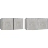 vidaXL Hängande TV-skåp 2 st betonggrå 60x30x30 cm