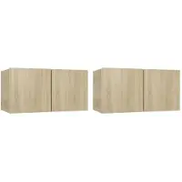 vidaXL Hängande TV-skåp 2 st sonoma-ek 60x30x30 cm