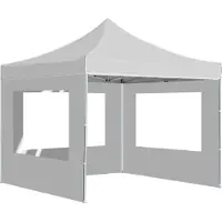 vidaXL Hopfällbart partytält med väggar aluminium 2x2 m vit