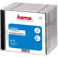 Hama CD Double Jewel Case Standard, Pack 10, 2 diskar, Transparent, 142 mm, 126 mm, 102 mm, 560 g