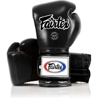 Super Merchant Fairtex äkta läder boxningshandskar BGV9 Svart 14oz