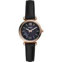Fossil Damklocka - - ES4700 Mini Carlie - Svart Läder - Kvarts - Vattentålig 30m