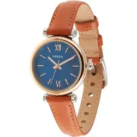 Fossil Klocka - - Mini Carlie - Brunt läder guld - Roséfärgad stålboett - Chic