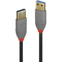 Lindy USB-kabel USB 3.2 Gen1 USB-A kontakt, USB-A kontakt 3.00 m Svart, Grå 36753