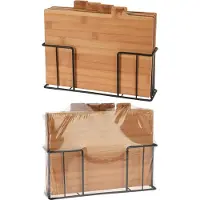 24.Se Skärbrädor i bambu 4-pack med ställ i metall / Bambuskärbrädor / Skärbrädeset