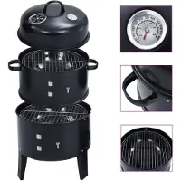 vidaXL 3-i-1 Rökgrill 40x80 cm