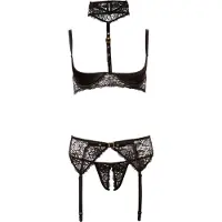 Abierta Fina Half Cup BH Set i Spets - Svart - L - Svart