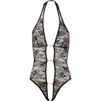 Abierta Fina - Bodysuit i spets - Djup urringning - Svart - L