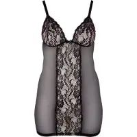 Cottelli collection Plus Size - transparent spetsnattlinne - svart - 3XL