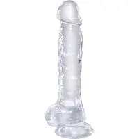 King Cock Clear 8 - dildo med sugkopp och pung - 20 cm