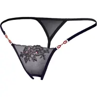 Cottelli collection Grenlös G-string med Röda Strasstenar - Svart - M/L - Svart