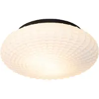 QAZQA Klassisk taklampa svart med opalglas 35 cm IP44 - Nohmi