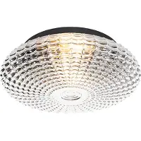 QAZQA Klassisk taklampa svart med rökglas 35 cm IP44 - Nohmi