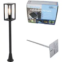 QAZQA Stående utomhuslampa svart 100 cm med markspett och kabelgenomföring - Charlois