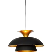 QAZQA Modern rund pendellampa svart med guld 3-lager - Titus