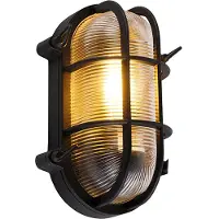 QAZQA Industriell vägg- och taklampa svart oval IP44 - Noutica