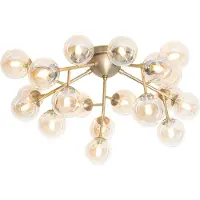 QAZQA Art Deco taklampa brons med bärnstensglas 20-ljus - Bianca