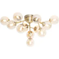 QAZQA Art Deco taklampa brons med bärnstensglas 12-ljus - Bianca