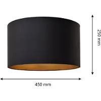 Helam Lampskärm Alba, Ø 45 cm, E27, svart/guld Alba , Svart, Vardagsrum / matsal, Textil / tyger / siden