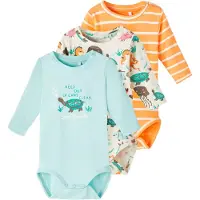 Name it Bodies l/ä - NbnOcean - 3-pack - Vithätta Grå - - 68 - Body L/Ä
