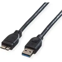 Roline USB-kabel USB 3.2 Gen1 USB-A kontakt, USB Micro-A kontakt 2.00 m Svart Skärmad 11.02.8874