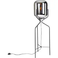 QAZQA Design golvlampa svart med rökglas - Bliss