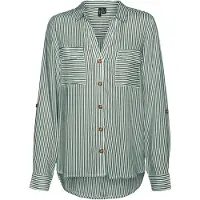 Vero Moda Blus 'Bumpy' mörkgrön / vit