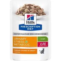 Hill's Pet Nutrition Prescription Diet c/d Multicare Stress + Metabolic våtfoder för katter med kyckling 12x85g i påsar