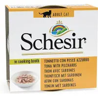 Schesir Ekonomipack: Schesir i buljong burk 48 x 70 g - Tonfisk & sardiner