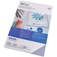 GBC HiClear - A4 (210 x 297 mm) - 180 mikron - klar - 100 stk PVC-bindningsskydd