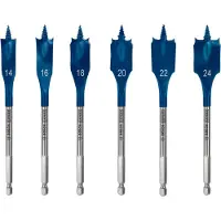 Bosch Flatborr för tre 2608900332; 14/16/18/20/22/24 mm; 6 st.