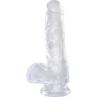 King Cock - dildo med sugpropp och pung - transparent 15 cm