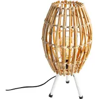 QAZQA Rustik bordslampa stativ bambu med vit - Canna Capsule