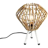 QAZQA Rustik bordslampa stativ bambu med vit - Canna Diamond