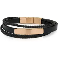 Ace of Spades svart armband med platta läder/stål SSLB-116RG