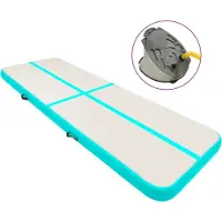 vidaXL uppblåsbar gymnastikmatta med pump 500x100x20cm PVC grön